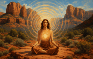 woman meditating on the red rocks of sedona