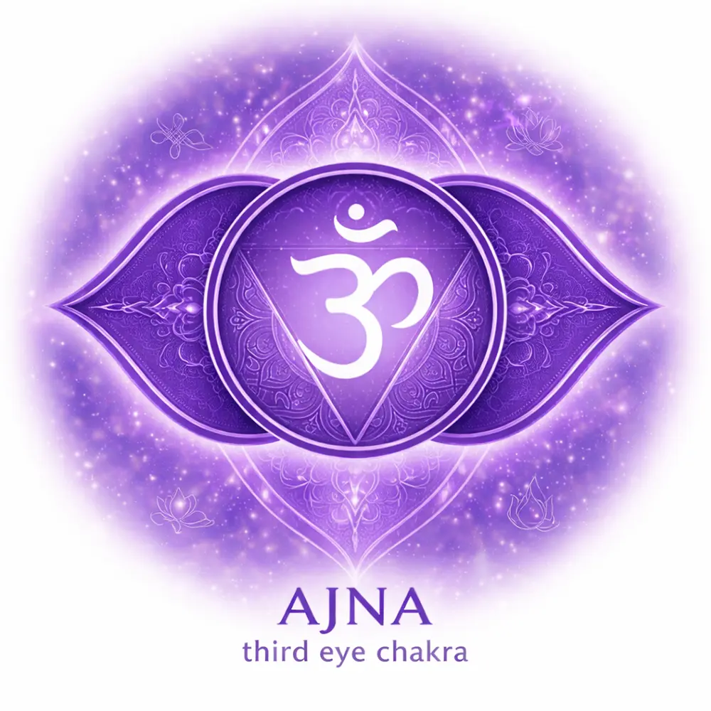 Third Eye Chakra symbol Ajna yantra for Sedona vortex healing and spiritual intuition.