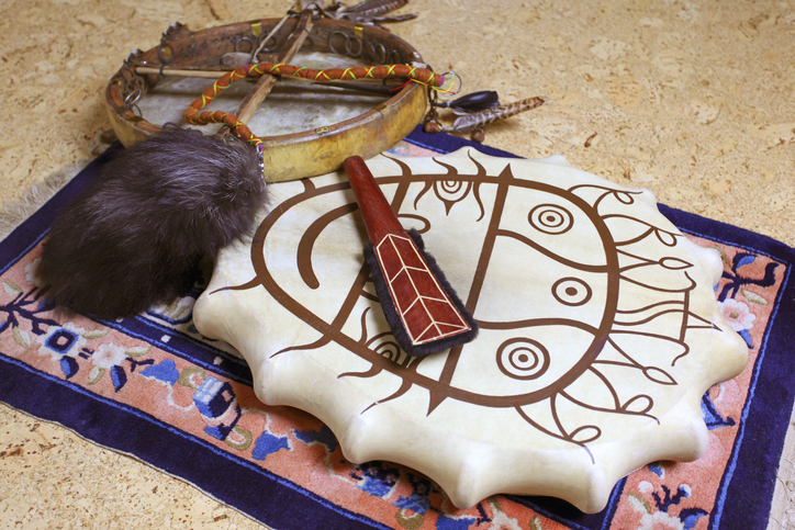 Items out on blanket preparing for a shamanic heart opening ceremony tour