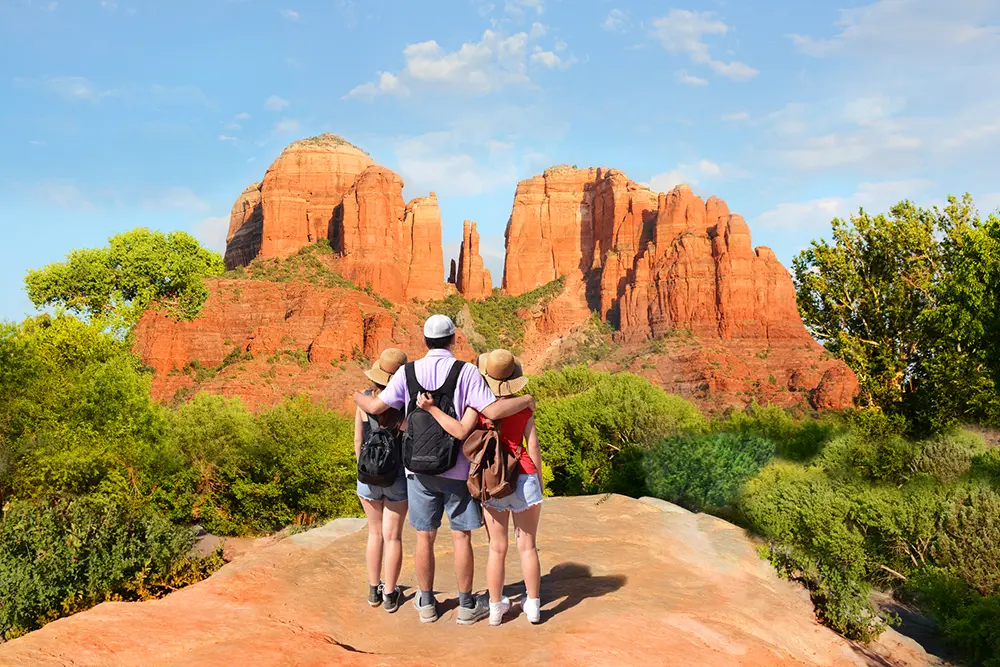 clients walking in sedona during a solar plexus tour